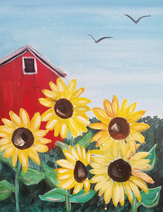 "Red Barn Sunflowers"  DIY Art Kit
