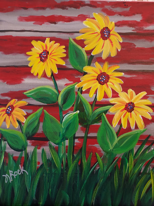"Rustic Barn Sunflowers"