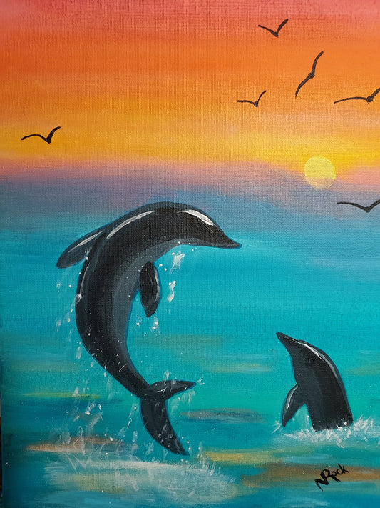 "Dolphin Sunset" DIY Art Kit