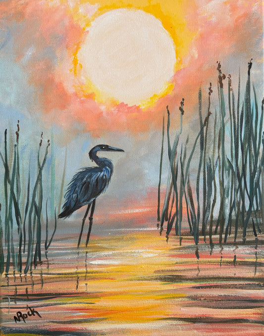 "Misty Morning Heron" DIY Art Kit
