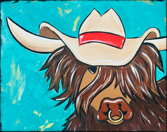 Cowboy Highland Coo DIY Art Kit