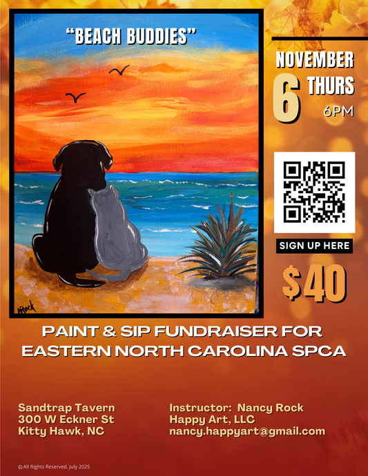 "Beach Buddies" Fundraiser Paint & Sip: Thursday,  November 6th at Sandtrap Tavern