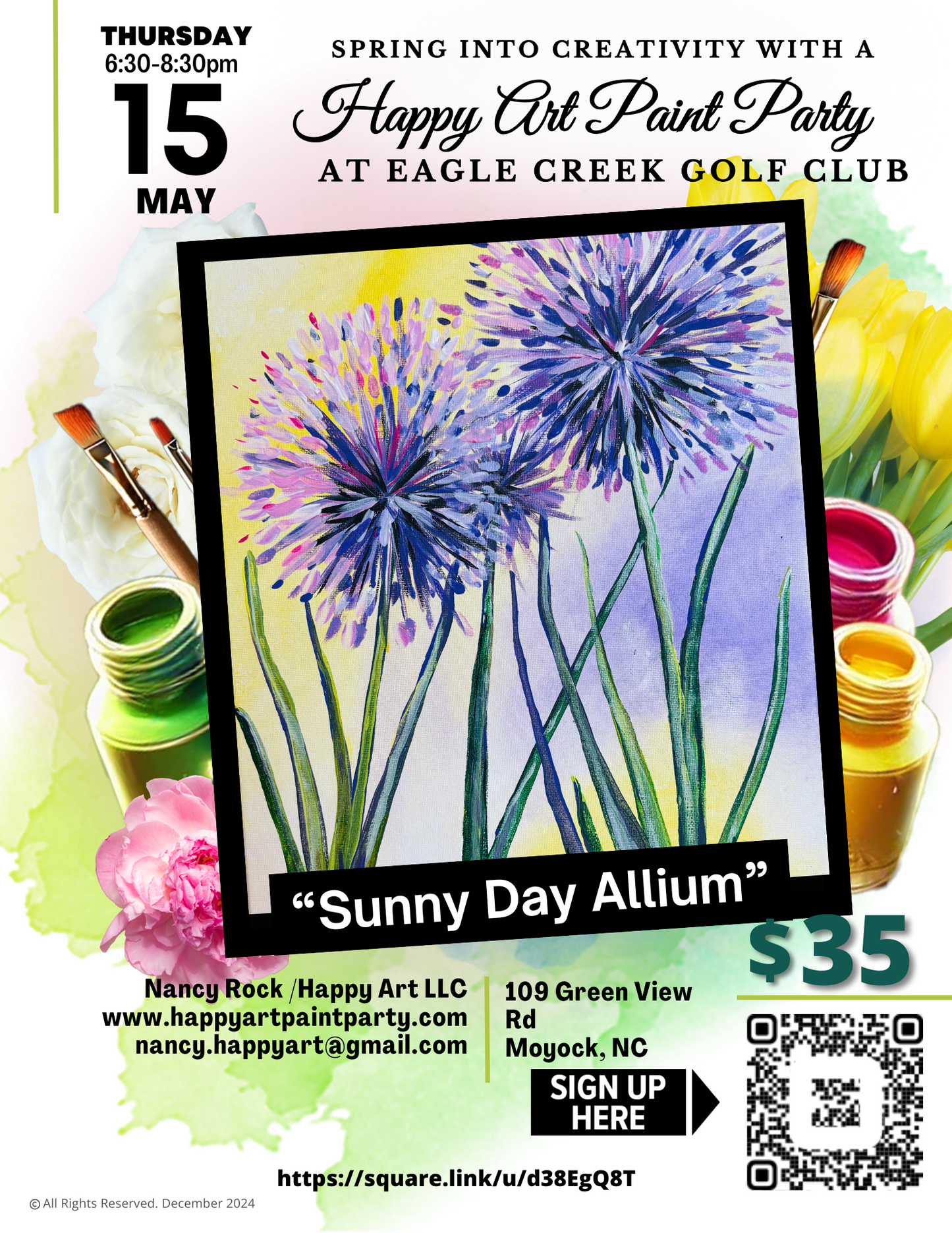 "Sunny Day Allium" Paint Party: May 15th at Eagle Creek Golf Club