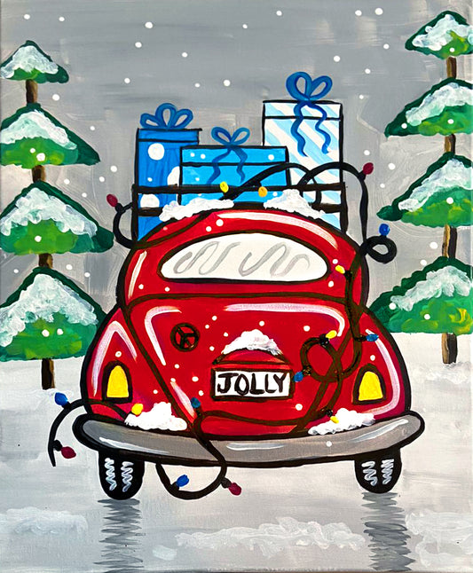 "Christmas VW Bug" DIY Art Kit