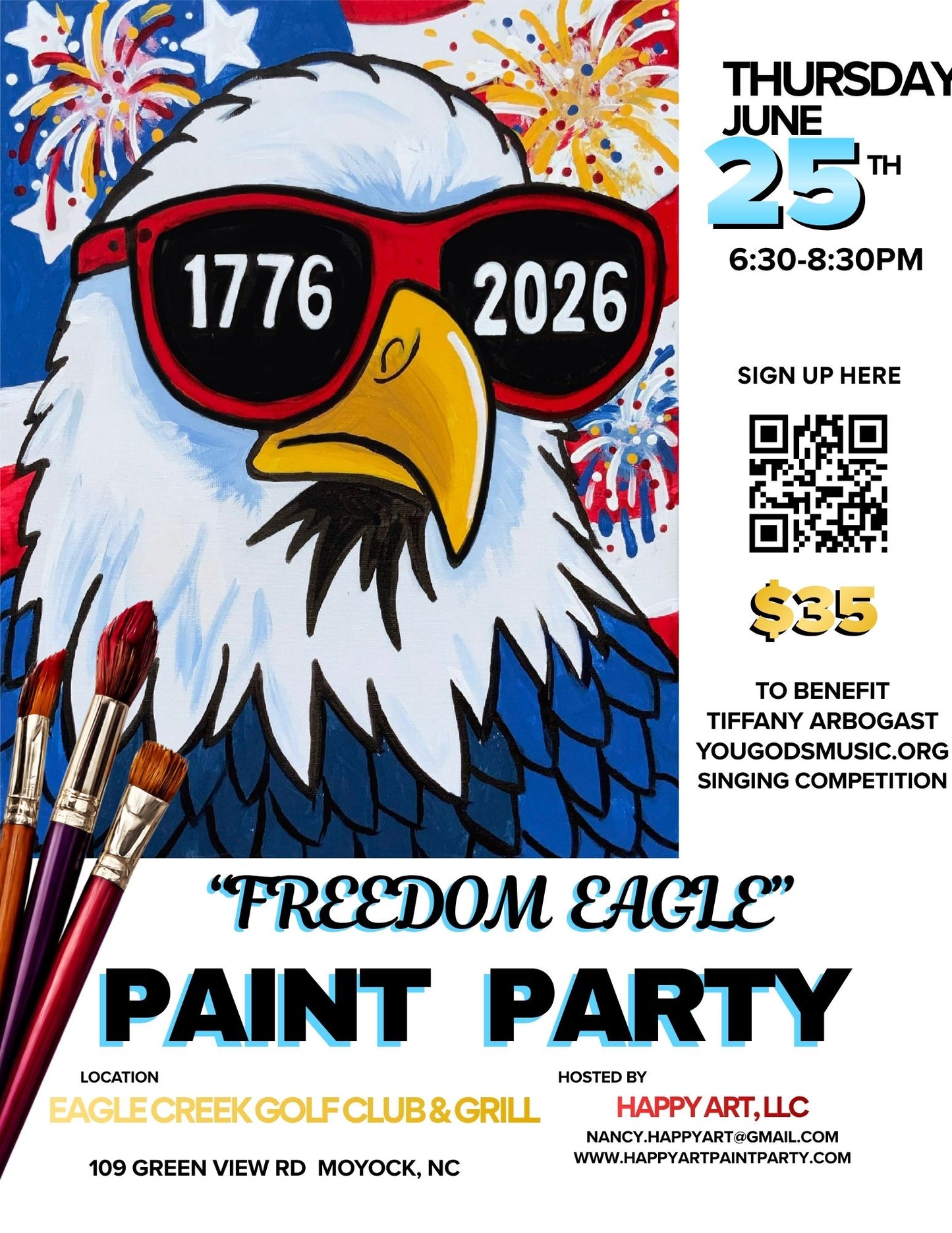 "FREEDOM EAGLE" Paint Party on Thursday, June 25th at 6:30pm at Eagle Creek Golf Club & Grill