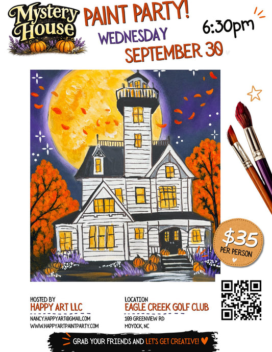 "Mystery House" Paint Party on Wednesday, September 30th at 6:30pm at Eagle Creek Golf Club & Grill