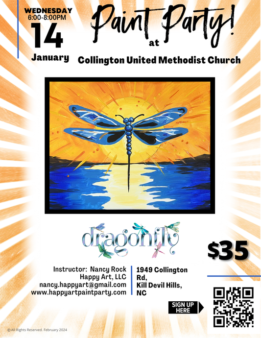 "Dragonfly" Paint Party: January 14 at 6PM at Collington United Methodist Church