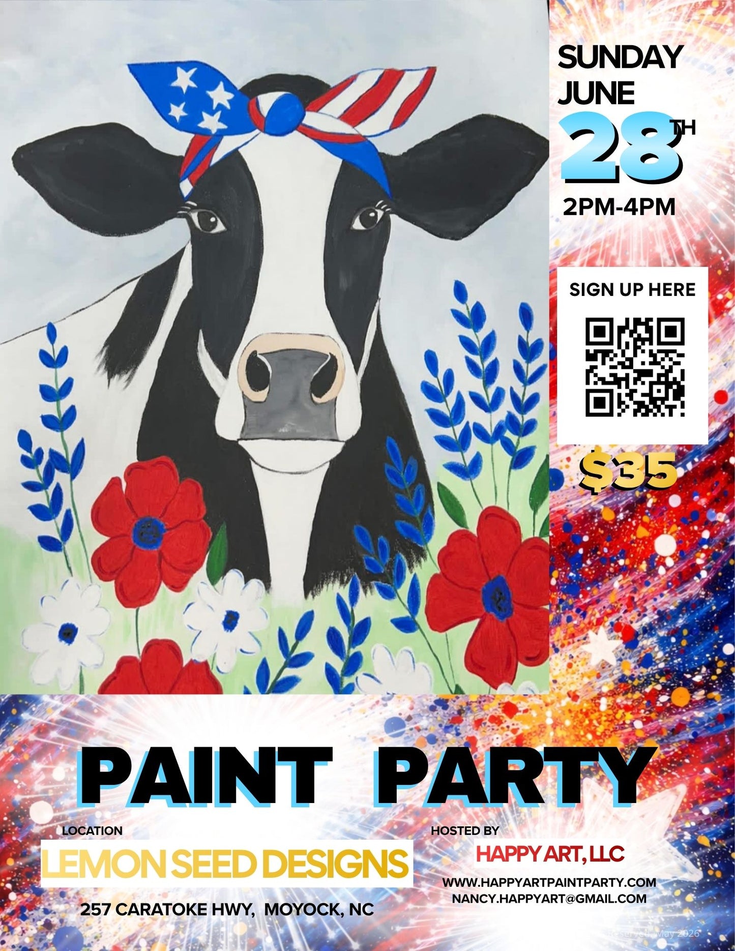 "Ol' Betsy" Paint Paint Party: Sunday, June 28 at 2pm at the Lemon Seed