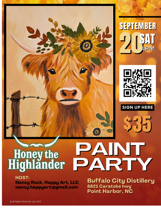 "Honey Highlander" Paint & Sip: Saturday September 20th at 4pm at Buffalo City Distillery